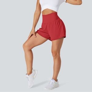 Halara SoftlyZero Airy High Waisted Shorts in Salsa Red NWT Cool Touch Stretch